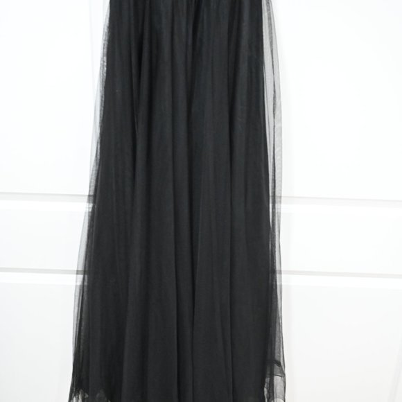 Aidan Mattox Embroidered Bodice Mesh Ballgown black and Ivory | Size 2 - Picture 3 of 10